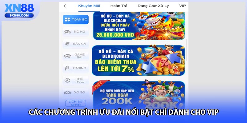 Các chương trình ưu đãi nổi bật chỉ dành cho VIP