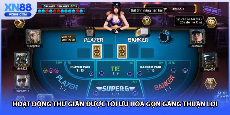 Hoạt động thư giãn được tối ưu hóa gọn gàng thuận lợi
